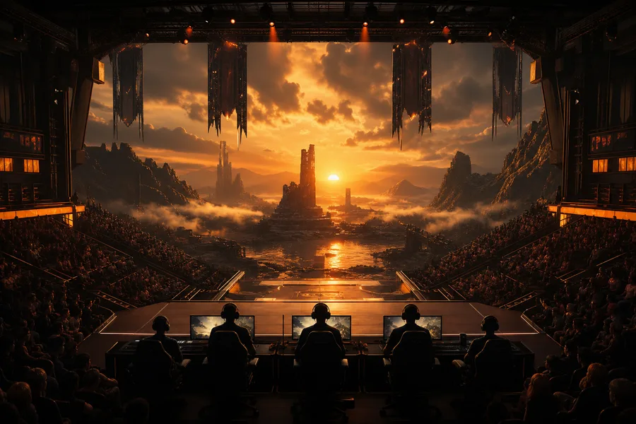 Esports Stage With Dramatic Lighting Gaming Wallpaper  6 4K
