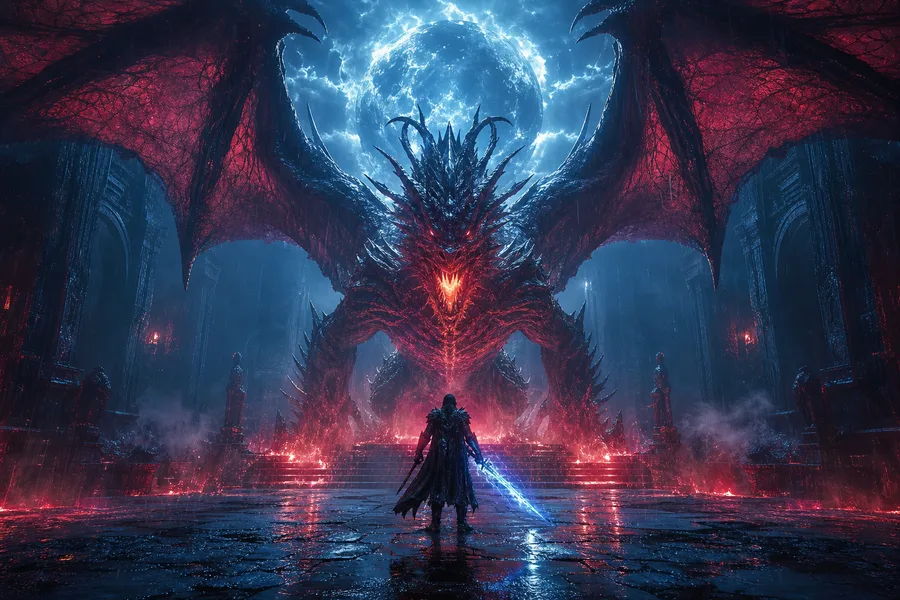 Fantasy Dragon Boss Battle Scene Gaming Wallpaper  15 4K