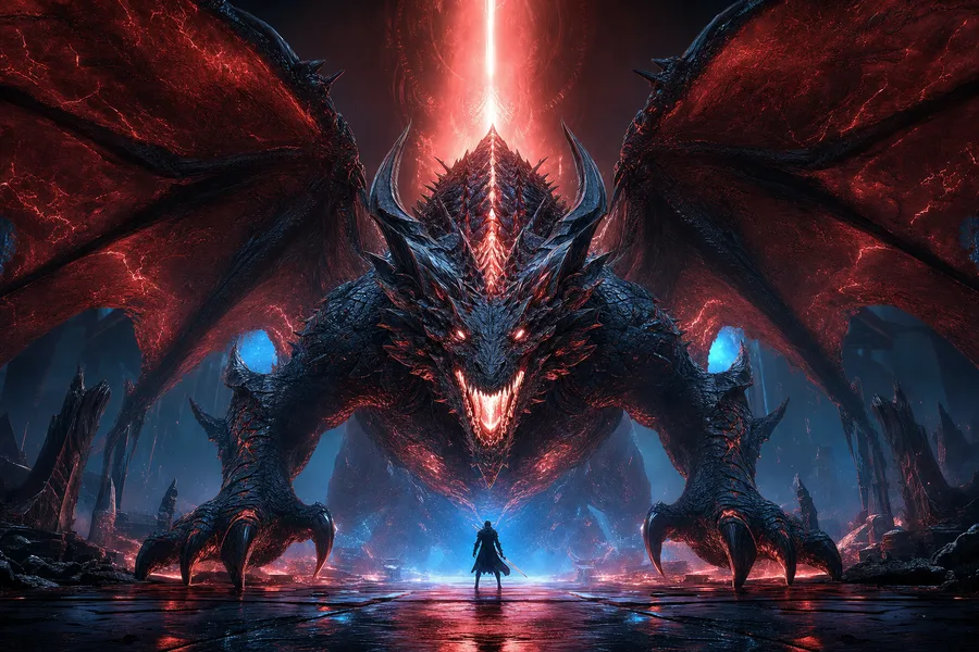 Fantasy Dragon Boss Battle Scene Gaming Wallpaper  15 4K