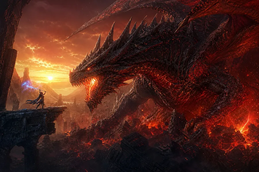 Fantasy Dragon Boss Battle Scene Gaming Wallpaper  15 4K