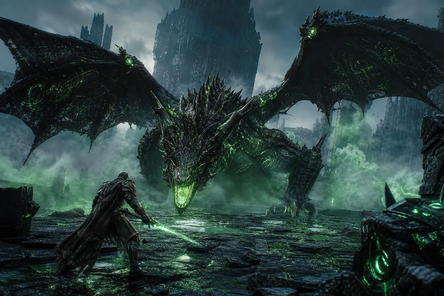 Fantasy Dragon Boss Battle Scene Gaming Wallpaper  5 4K