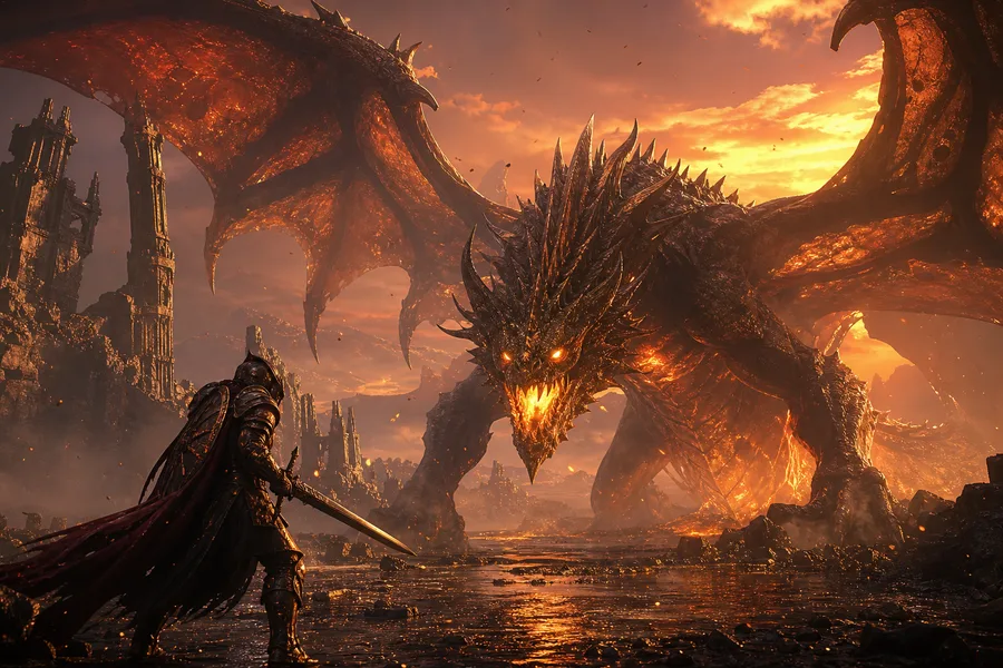 Fantasy Dragon Boss Battle Scene Gaming Wallpaper  5 4K