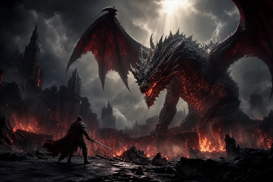 Fantasy Dragon Boss Battle Scene Gaming Wallpaper  5 4K
