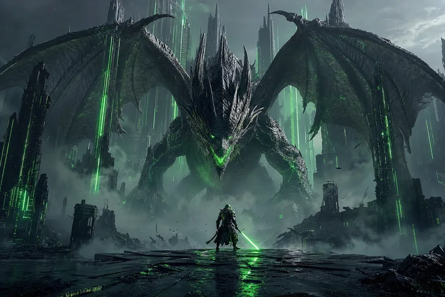 Fantasy Dragon Boss Battle Scene Gaming Wallpaper  5 4K