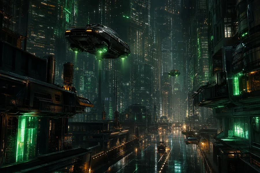 Flying Cars Above Neon Downtown Cyberpunk Wallpaper  13 4K