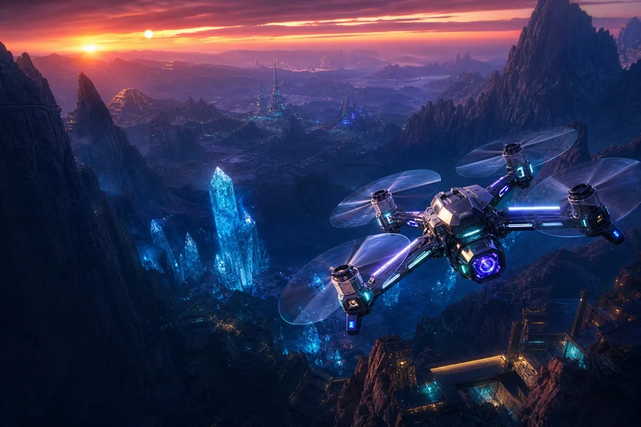 Fpv Drone Flying Above Mountains At Sunset Drone Wallpaper  1 4K