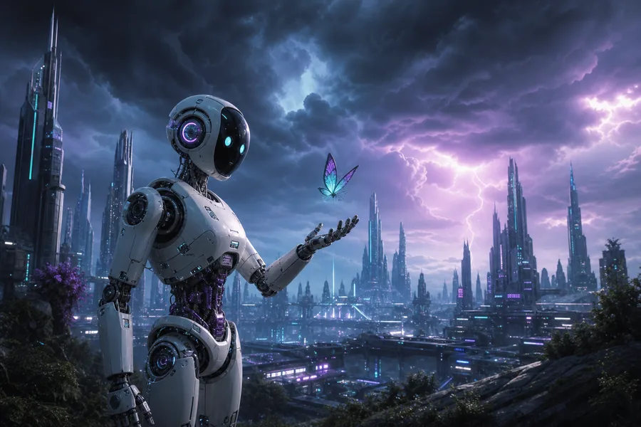 Friendly Humanoid Robot In Futuristic City Robots Wallpaper  1 4K