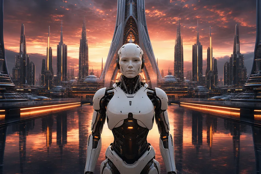 Friendly Humanoid Robot In Futuristic City Robots Wallpaper  1 4K