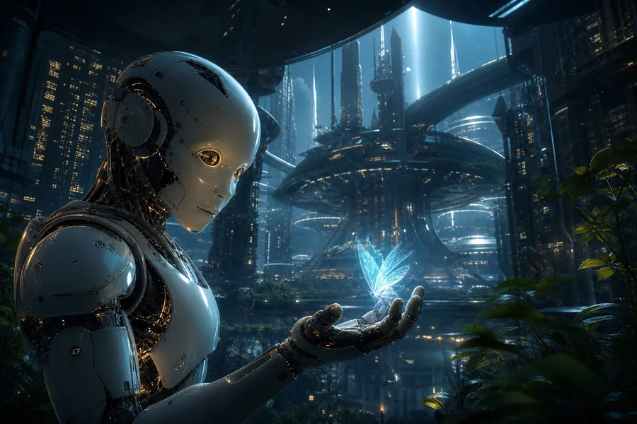 Friendly Humanoid Robot In Futuristic City Robots Wallpaper  1 4K