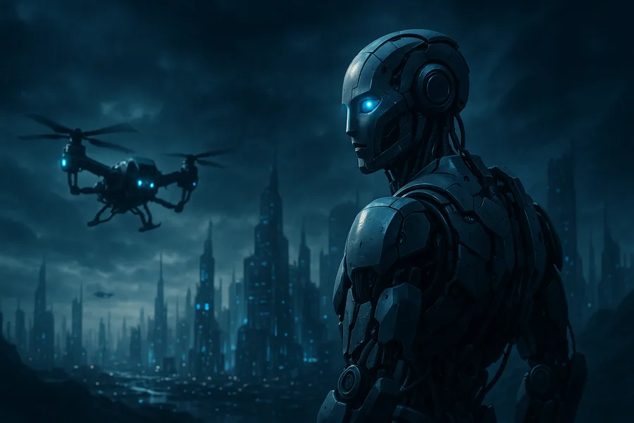 Friendly Humanoid Robot In Futuristic City Robots Wallpaper  1 4K