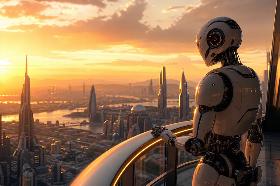 Friendly Humanoid Robot In Futuristic City Robots Wallpaper  1 4K