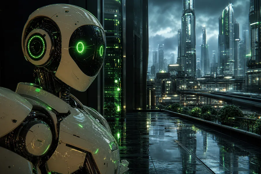 Friendly Humanoid Robot In Futuristic City Robots Wallpaper  1 4K