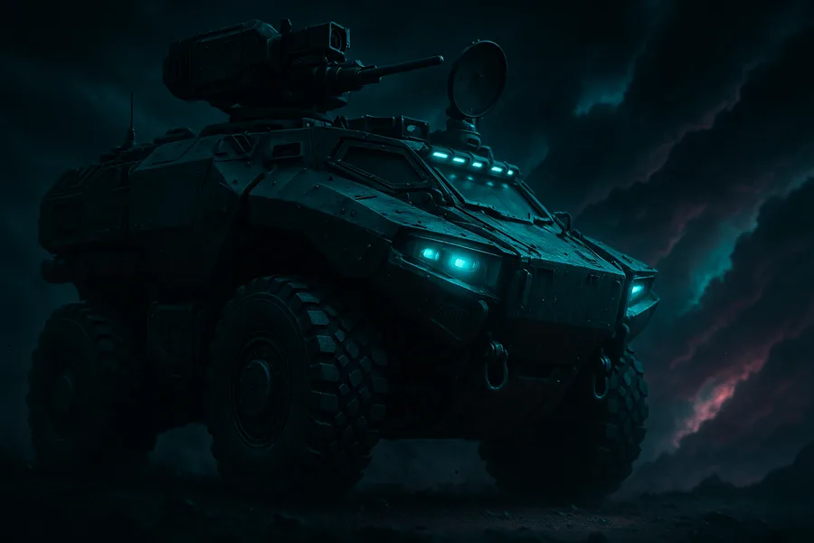 Futuristic Armored Vehicle In Desert Military Wallpaper  1 4K