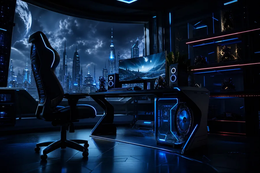 Futuristic Gaming Setup With RGB Lighting Gaming Wallpaper  1 4K