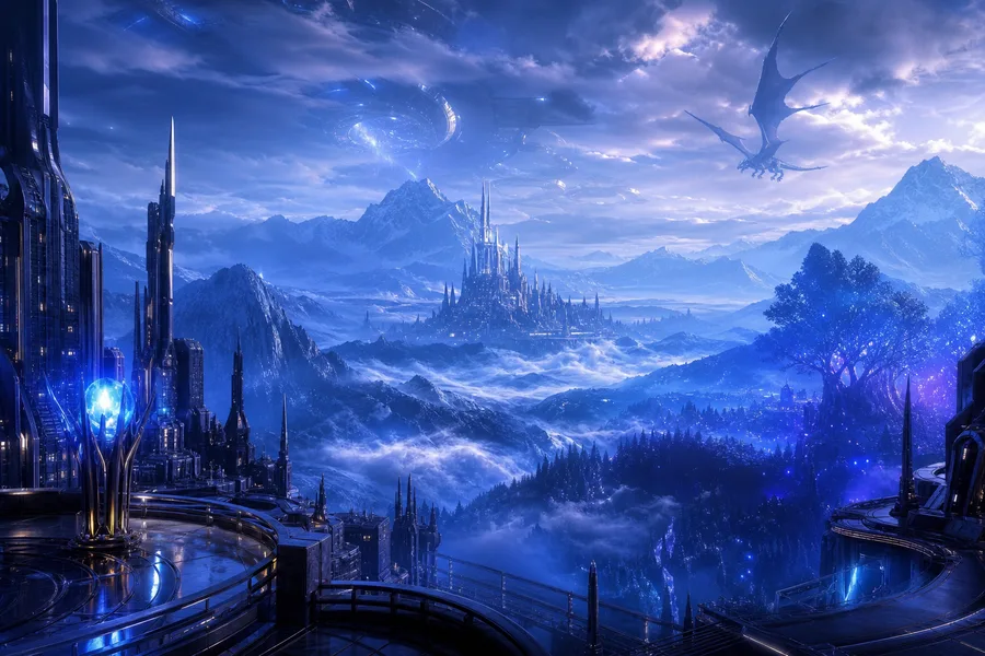 Futuristic Rooftop City View Fantasy Wallpaper  9 4K
