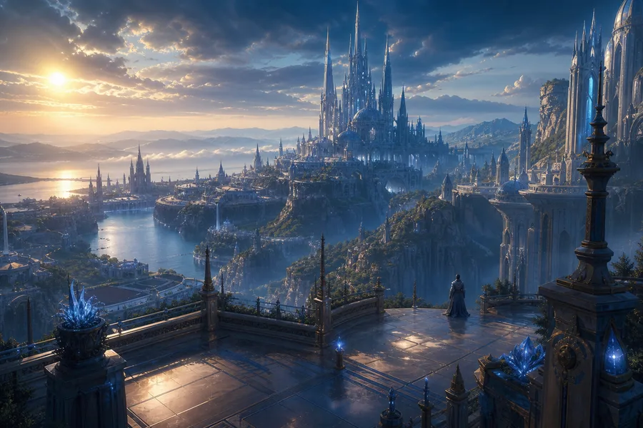 Futuristic Rooftop City View Fantasy Wallpaper  9 4K