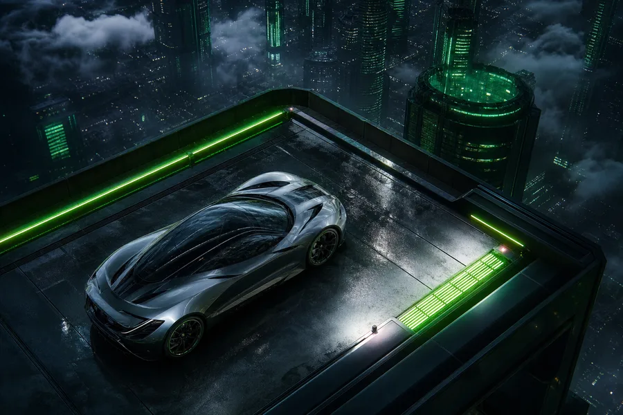 Futuristic Rooftop City View Supercars Wallpaper  9 4K