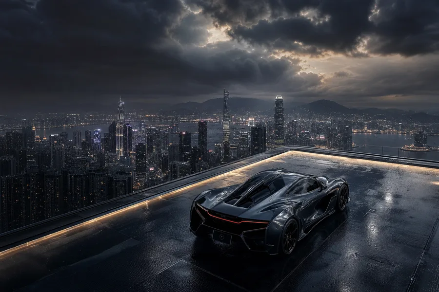 Futuristic Rooftop City View Supercars Wallpaper  9 4K