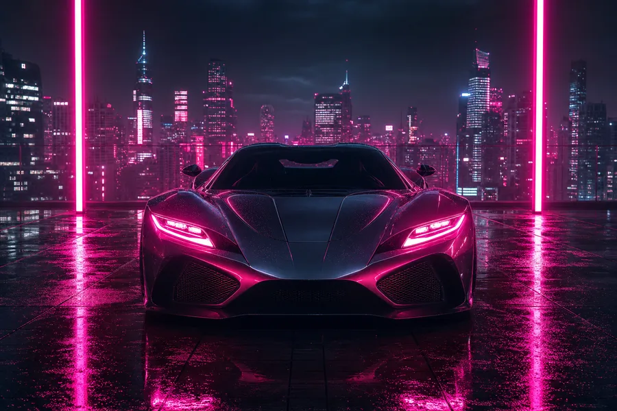 Futuristic Rooftop City View Supercars Wallpaper  9 4K