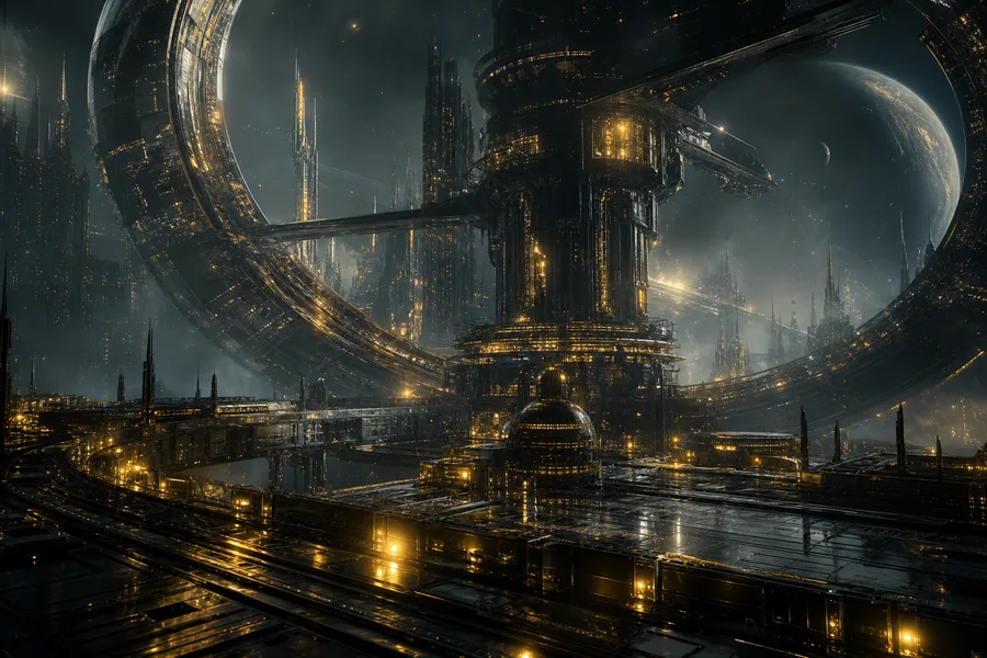 Futuristic Space Station Deep Space Cinematic Wallpaper Movie Wallpaper  3 4K
