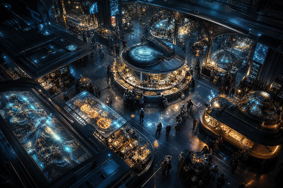 Futuristic Street Food Market Art Wallpaper  16 4K