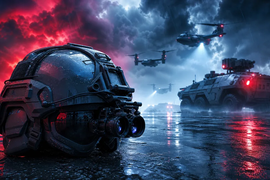 Futuristic Tactical Helmet Closeup Military Wallpaper  4 4K