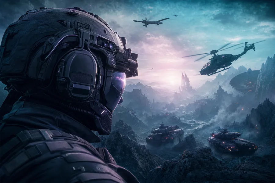 Futuristic Tactical Helmet Closeup Military Wallpaper  4 4K
