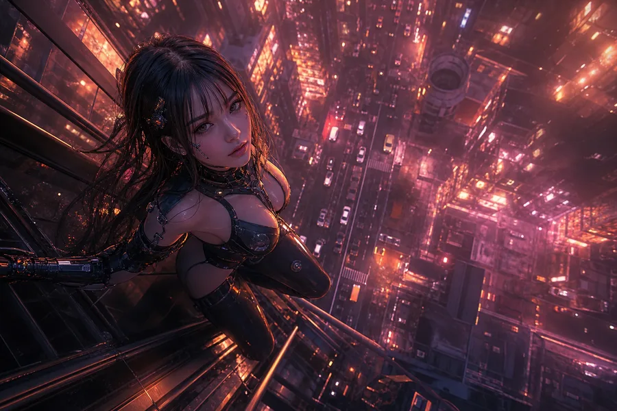 Futuristic Tokyo Street At Night Ai-Girls Wallpaper  2 4K