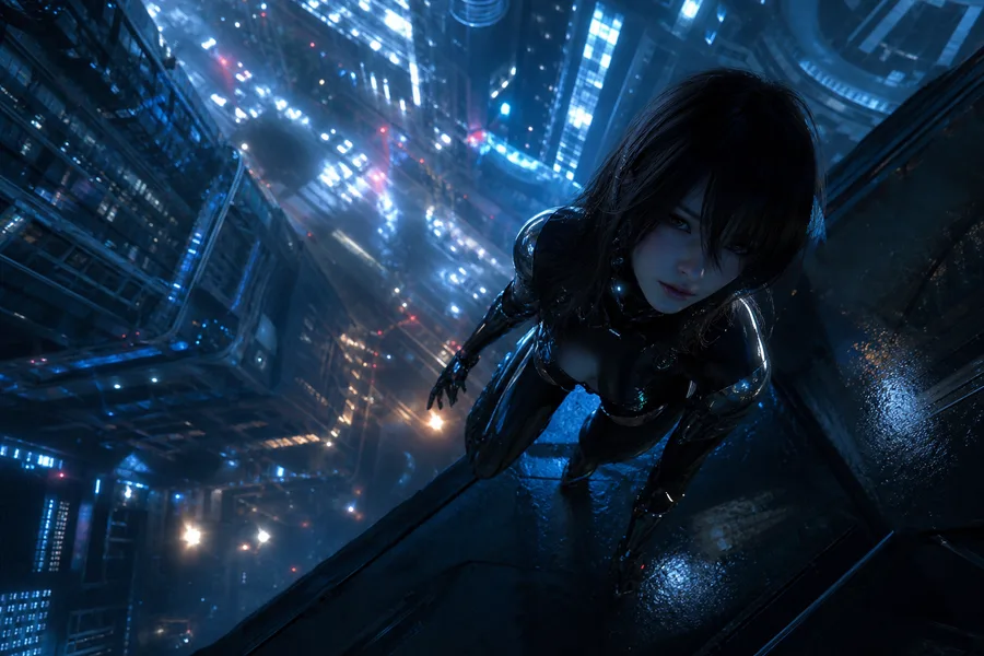 Futuristic Tokyo Street At Night Ai-Girls Wallpaper  2 4K