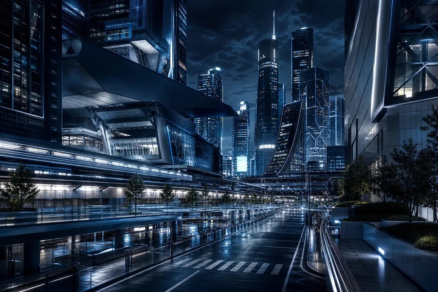 Futuristic Tokyo Street At Night Architecture Wallpaper  2 4K