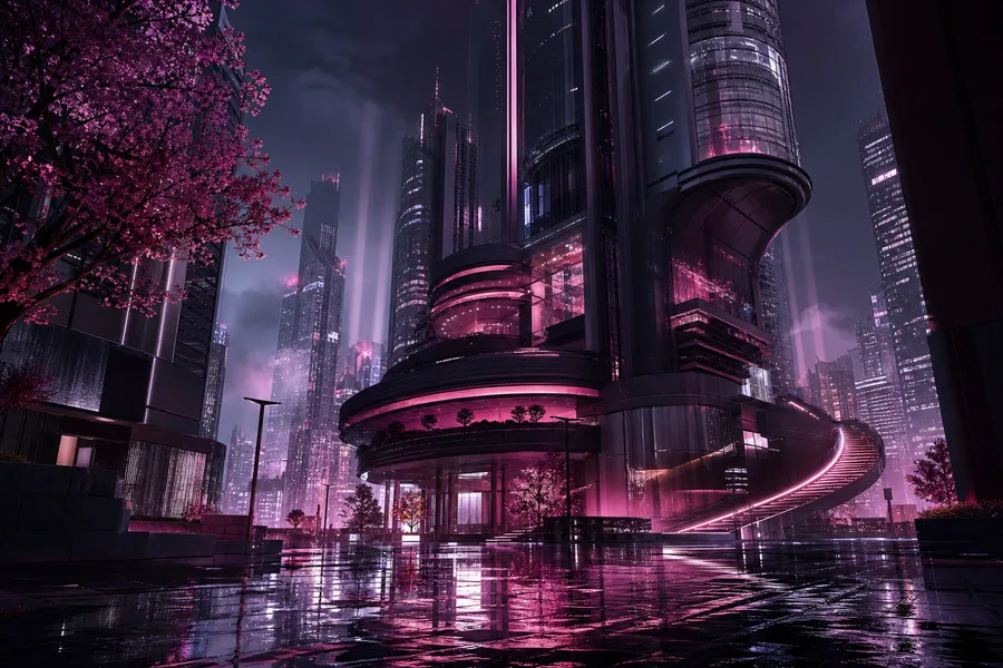 Futuristic Tokyo Street At Night Architecture Wallpaper  2 4K