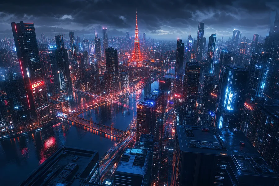 Futuristic Tokyo Street At Night Cyberpunk Wallpaper  2 4K