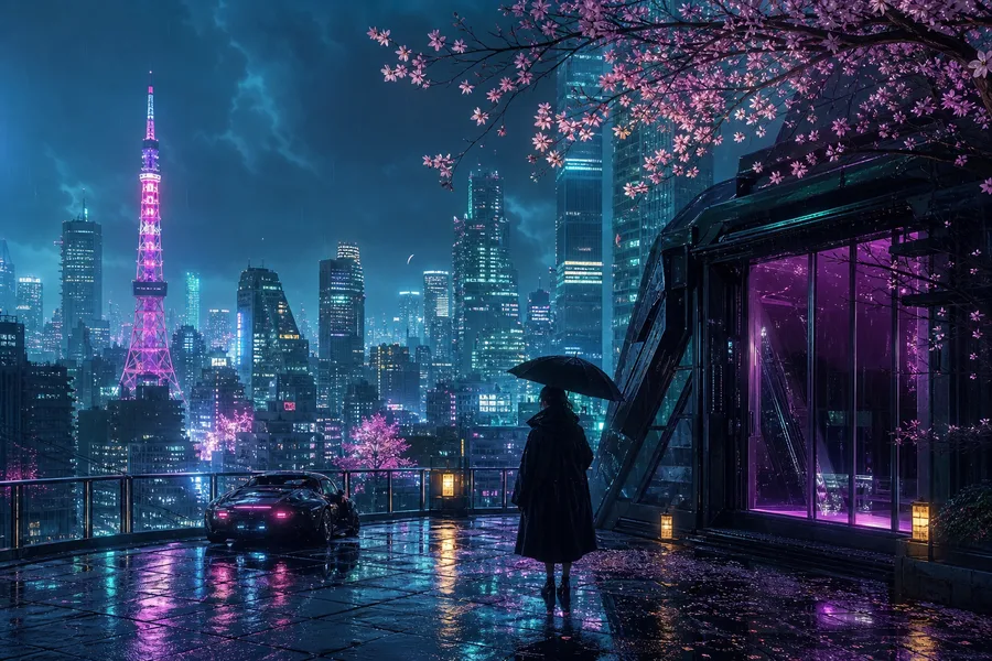 Futuristic Tokyo Street At Night Cyberpunk Wallpaper  2 4K