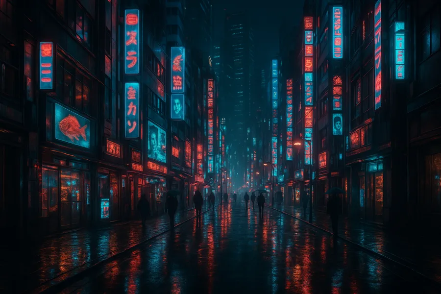Futuristic Tokyo Street At Night Cyberpunk Wallpaper  2 4K