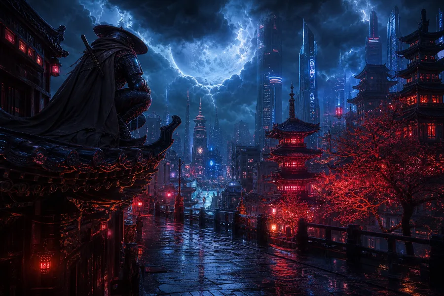 Futuristic Tokyo Street At Night Fantasy Wallpaper  2 4K