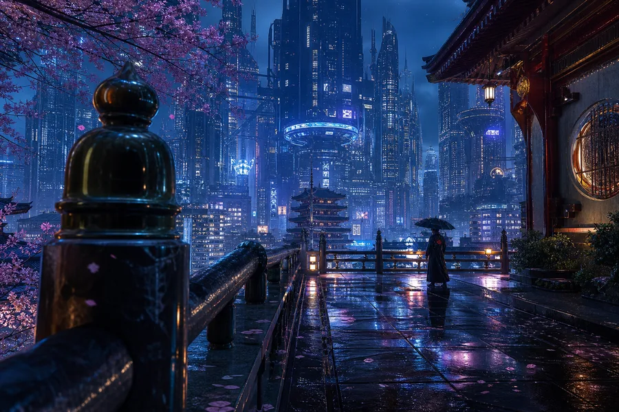 Futuristic Tokyo Street At Night Fantasy Wallpaper  2 4K
