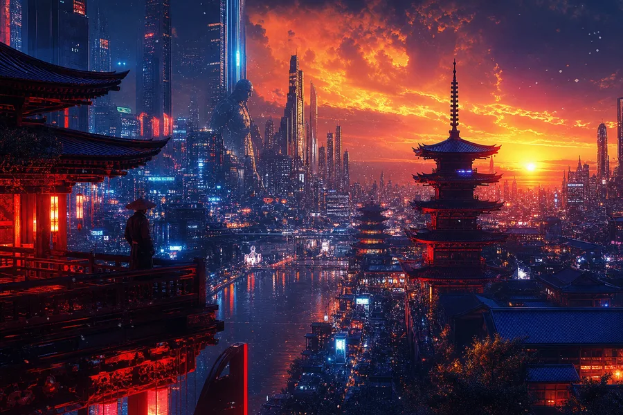 Futuristic Tokyo Street At Night Fantasy Wallpaper  2 4K