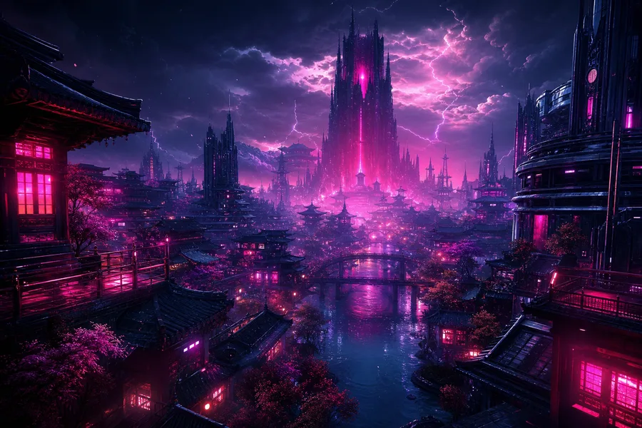 Futuristic Tokyo Street At Night Fantasy Wallpaper  2 4K