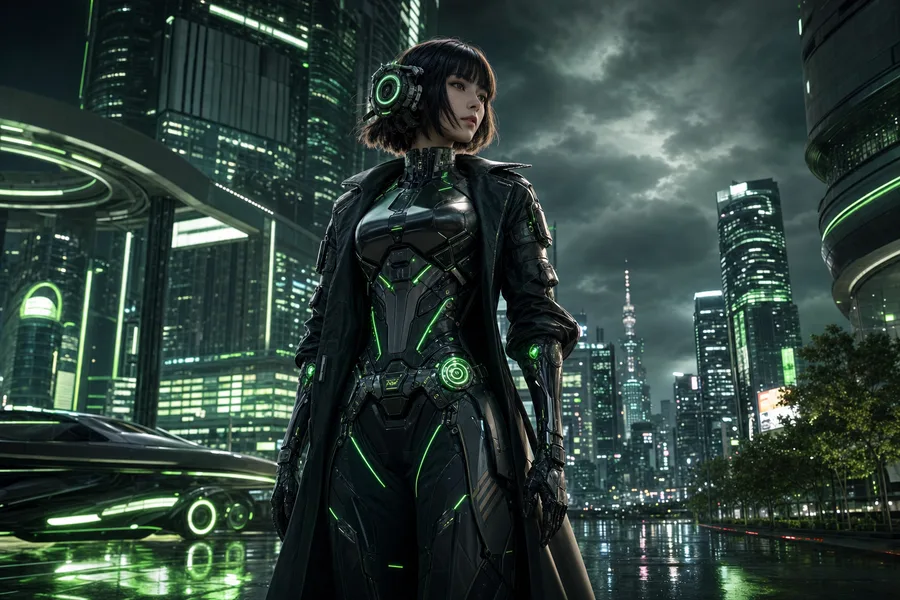 Futuristic Tokyo Street At Night Female-Androids Wallpaper  2 4K