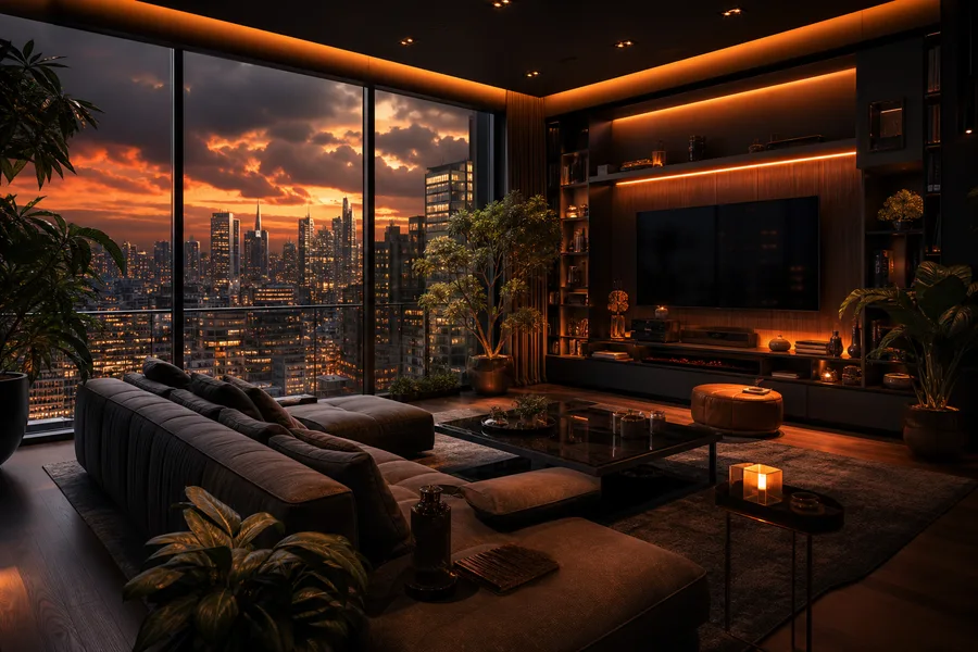 Futuristic Tokyo Street At Night Living-Room-Design Wallpaper  2 4K