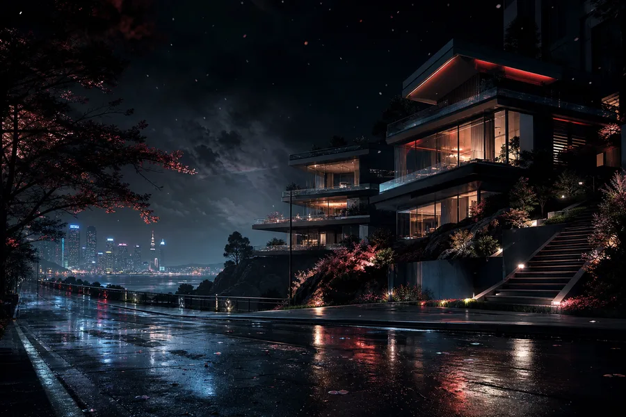 Futuristic Tokyo Street At Night Luxury-Villas Wallpaper  2 4K