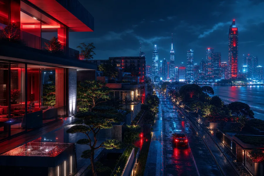 Futuristic Tokyo Street At Night Luxury-Villas Wallpaper  2 4K