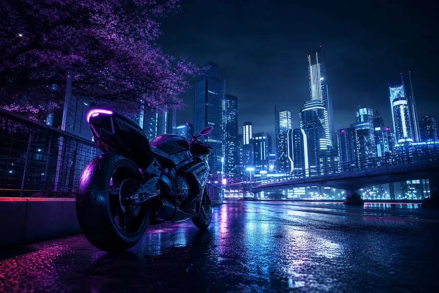 Futuristic Tokyo Street At Night Motorcycles Wallpaper  2 4K