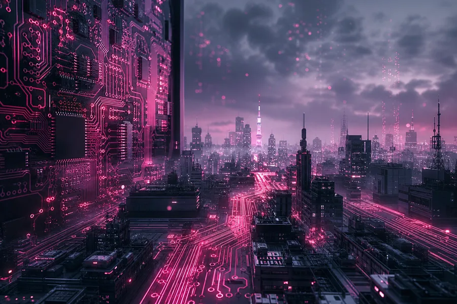 Futuristic Tokyo Street At Night Pcb-Design Wallpaper  2 4K