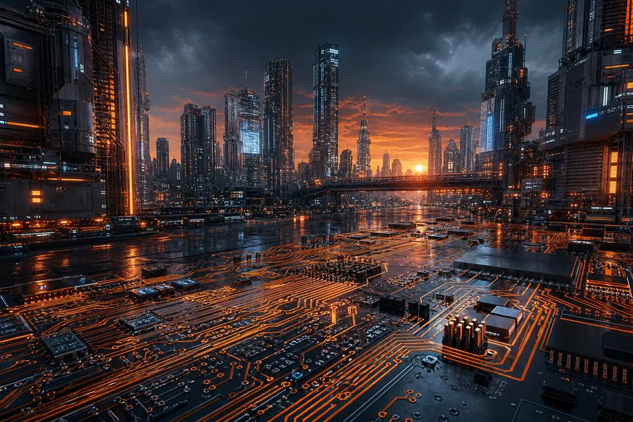 Futuristic Tokyo Street At Night Pcb-Design Wallpaper  2 4K