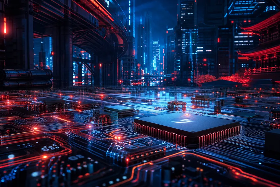 Futuristic Tokyo Street At Night Pcb-Design Wallpaper  2 4K