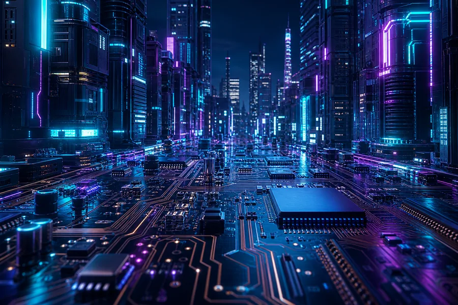 Futuristic Tokyo Street At Night Pcb-Design Wallpaper  2 4K