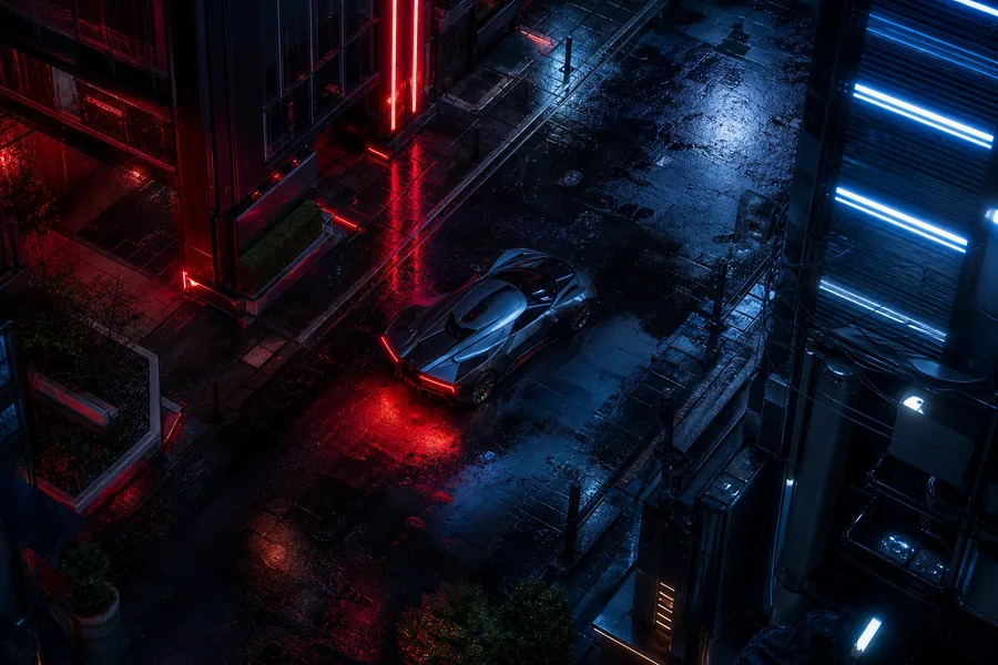 Futuristic Tokyo Street At Night Supercars Wallpaper  2 4K