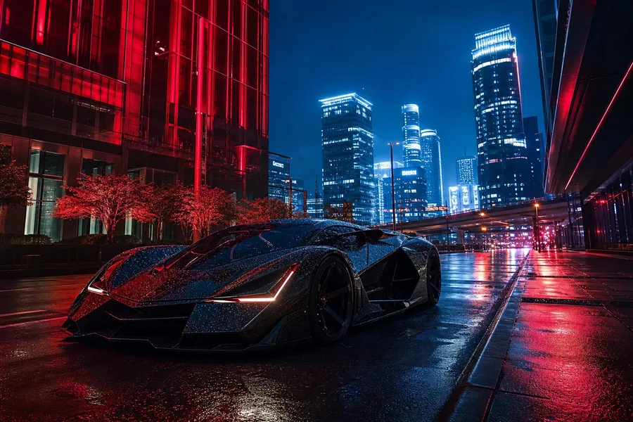 Futuristic Tokyo Street At Night Supercars Wallpaper  2 4K