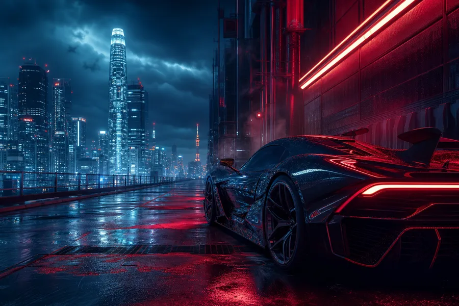 Futuristic Tokyo Street At Night Supercars Wallpaper  2 4K